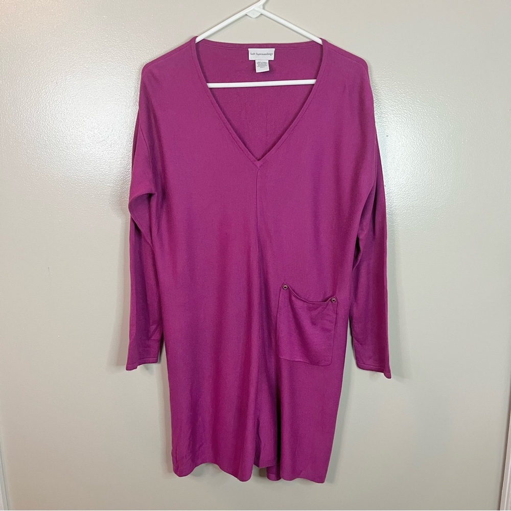 Soft Surroundings Cashmere Blend Tunic Sweater Top Berry Pink Size Small